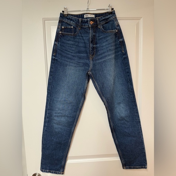 Zara Women’s Dark Blue Straight Leg Denim Jeans Size 4 - Picture 1 of 4